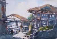 My Gallary - Manali Village View - Water Colour